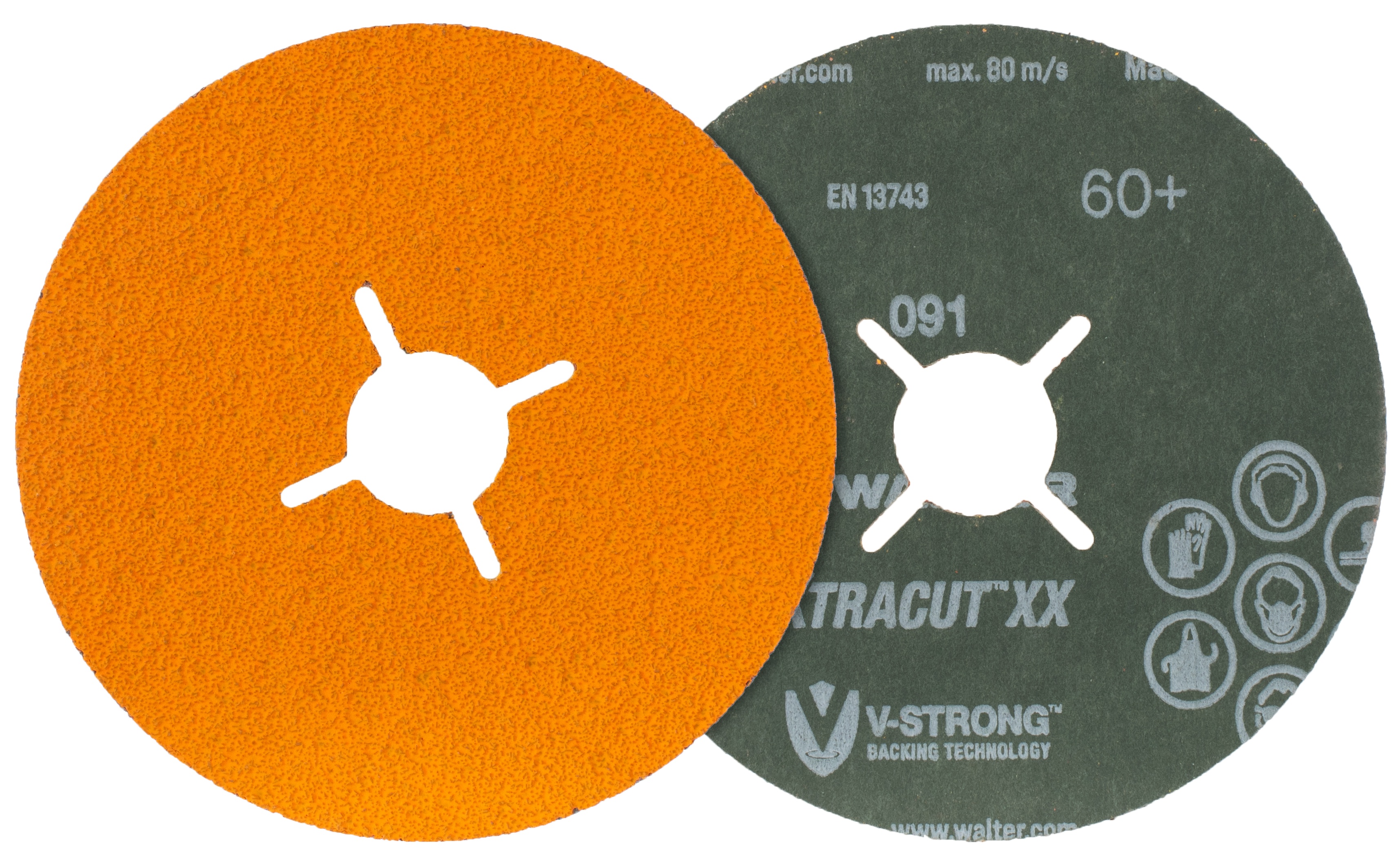 Walter Surface Technologies 15N456 XTRACUT™ XX Fibre Disc, 4-1/2 in Dia Disc, 60 Grit, Ceramic Abrasive