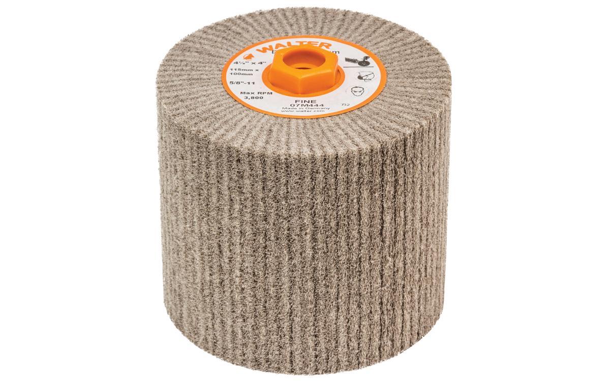 Walter Surface Technologies Blendex™ 07M444 Unmounted Coated Surface Conditioning Drum, 4-1/2 in Dia Wheel, 4 in W Face, Fine Grade, Aluminum Oxide Abrasive