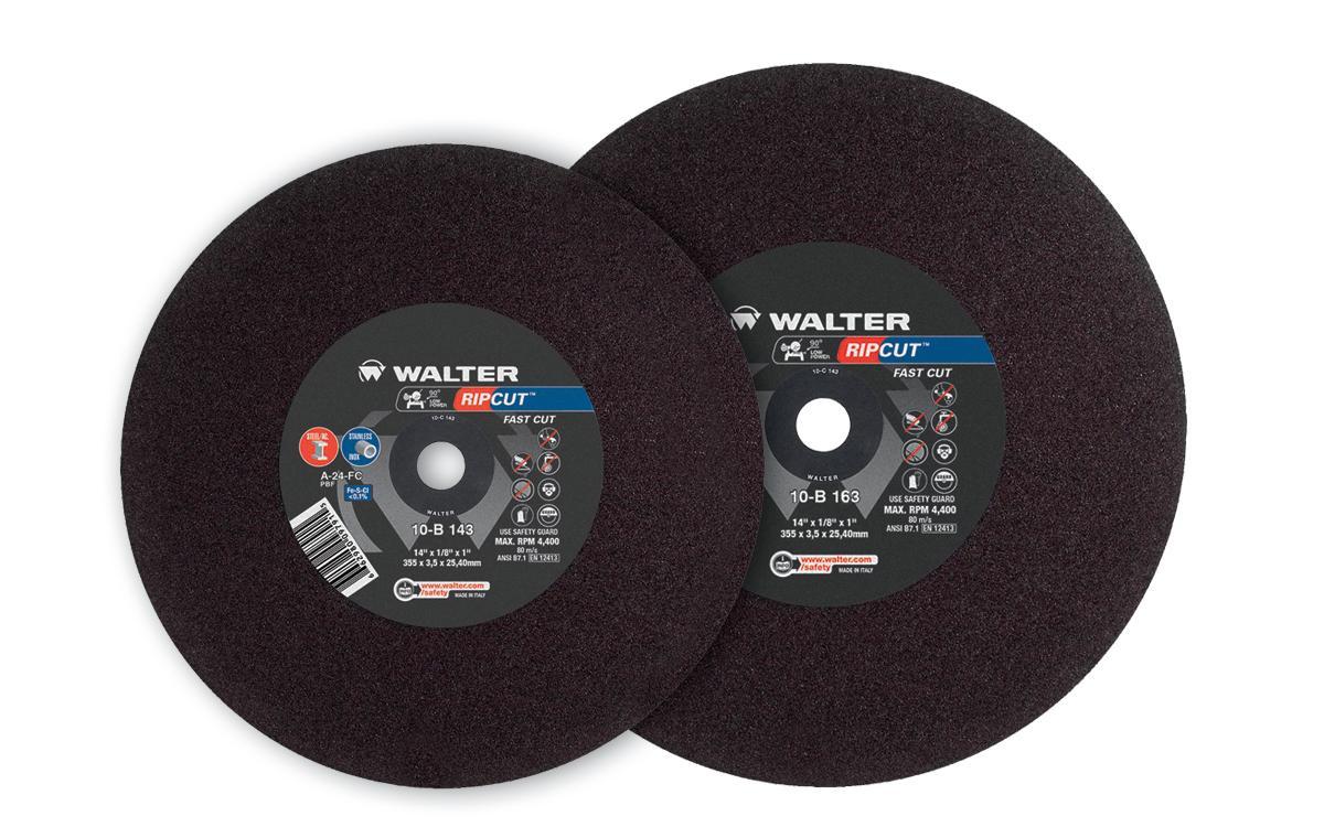 Walter Surface Technologies RIPCUT™ 10B203 Cut-Off Wheel, 20 in Dia x 3/16 in THK, 1 in Center Hole, A-24-FC Grit, Aluminum Oxide Abrasive