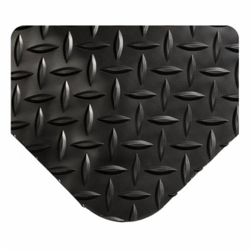 Diamond-Plate SpongeCote™ UltraSoft 414.1516X3X5BK Heavy Duty Solid Anti-Fatigue Mat, 5 ft L x 3 ft W x 15/16 in THK, PVC, Diamond Plate Surface Pattern, Nitrile Infused Sponge Base
