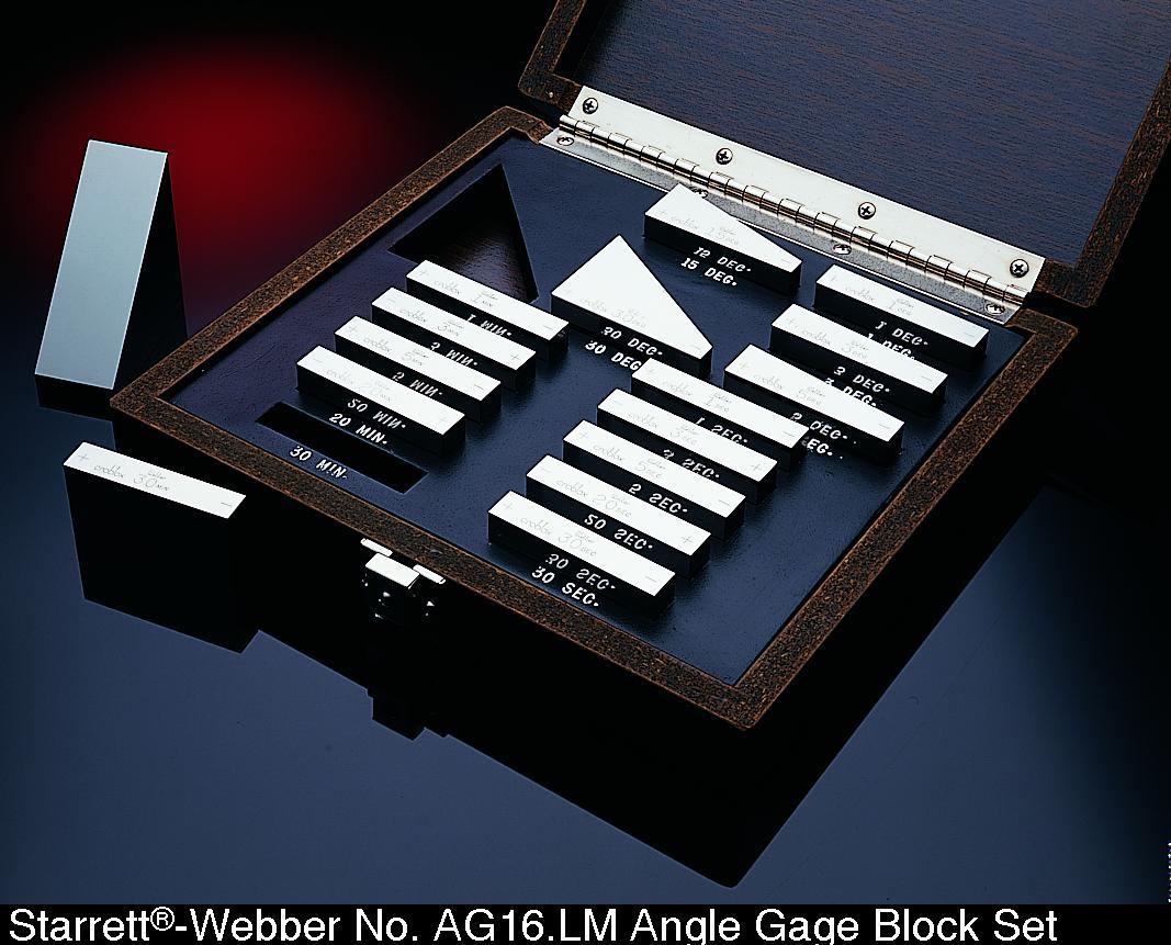 Webber Gage AG 16. R Gage Block Set, 0 to 99 deg in 1 in Steps Measuring, Angled Shape, Steel