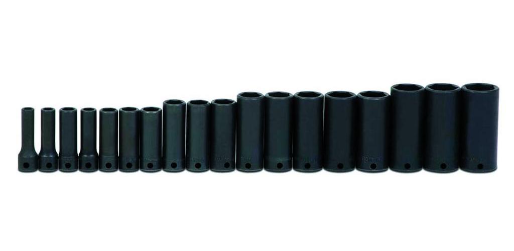 IMPACT SOCKET SET 6 3/8IN 18 7MM INDL BK