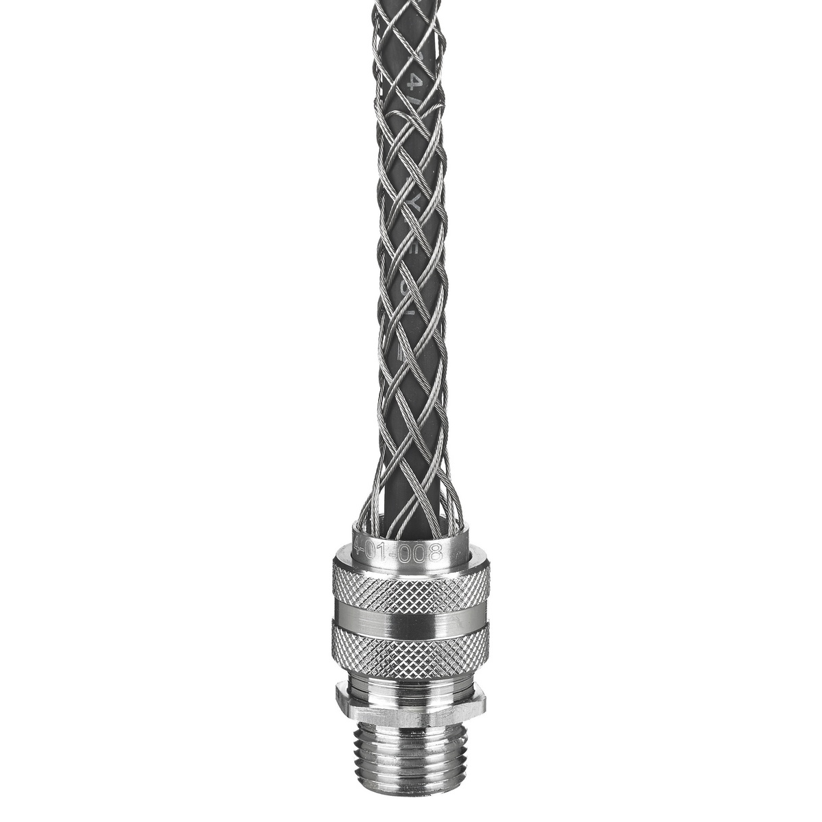 CHANCE® 07401017 Form F2 Standard Straight Deluxe Cord Grip With Stainless Steel Mesh, 3/4 in Trade, 1 Conductor, 1/2 to 5/8 in Cable Openings, Aluminum/Stainless Steel