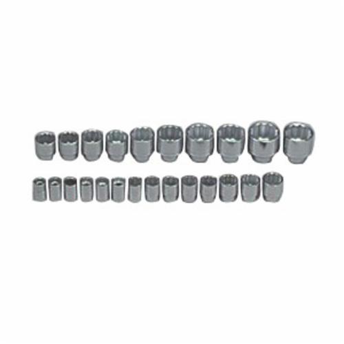 Wright Tool 624 Socket Set, 24 Pieces, Steel, Polished Chrome