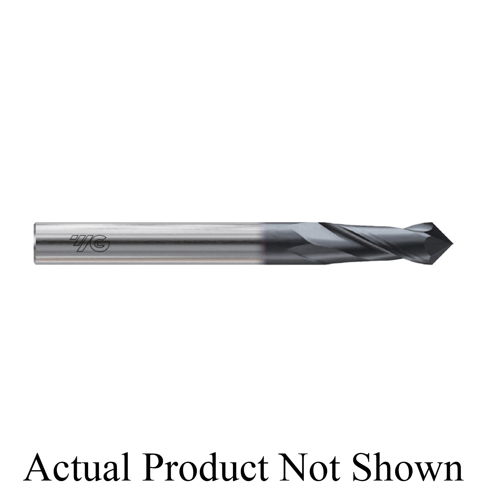 YG-1 YGBasix E5I33008 30 deg Helix Square Regular Length Standard Drill End Mill, 1/8 in Dia, 90 deg Point, 2 Flutes, 1/2 in L Flute, 1/2 in L of Cut, 1/8 in Dia Shank, 1-1/2 in OAL, Uncoated