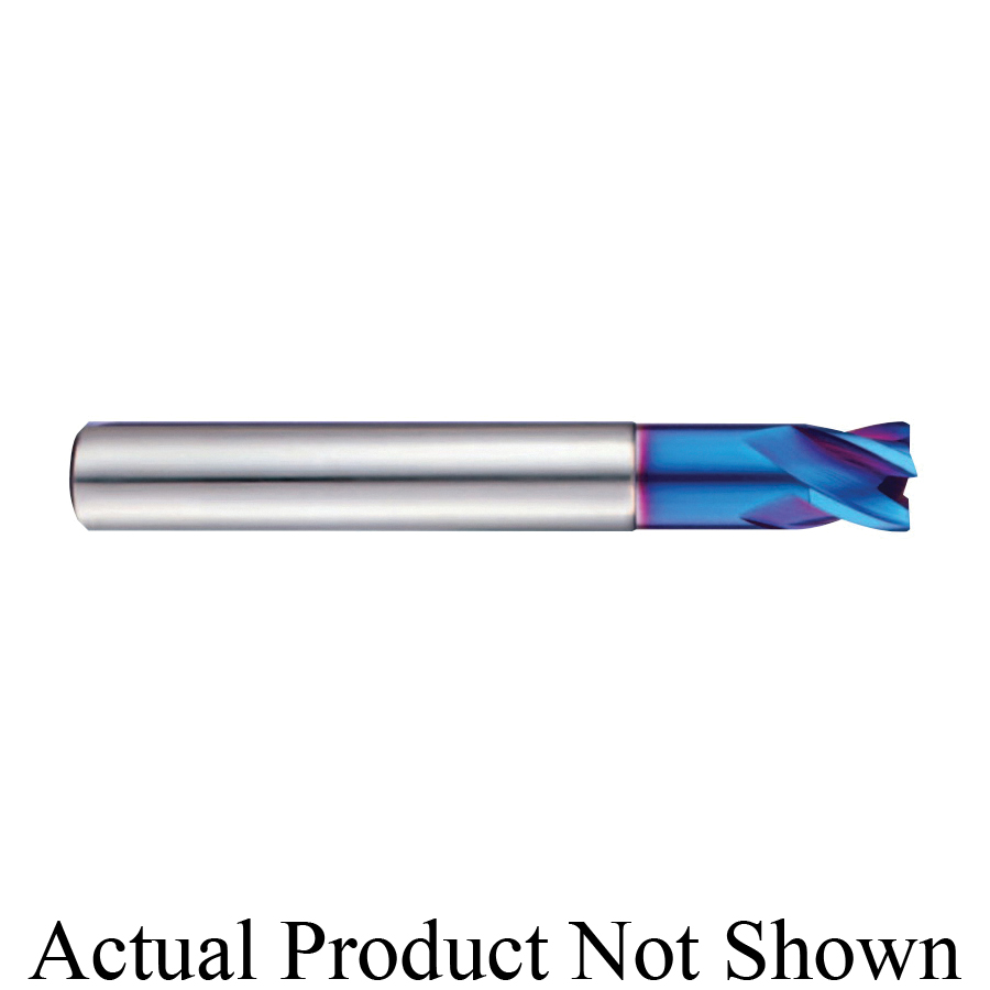 YG-1 G85048 G850/X5070 High Performance Stub Length End Mill With Extended Neck, 3/4 in Dia Cutter, 0.012 in Corner Radius, 1 in Length of Cut, 4 Flutes, 3/4 in Dia Shank, 4 in OAL, Blue Oxide