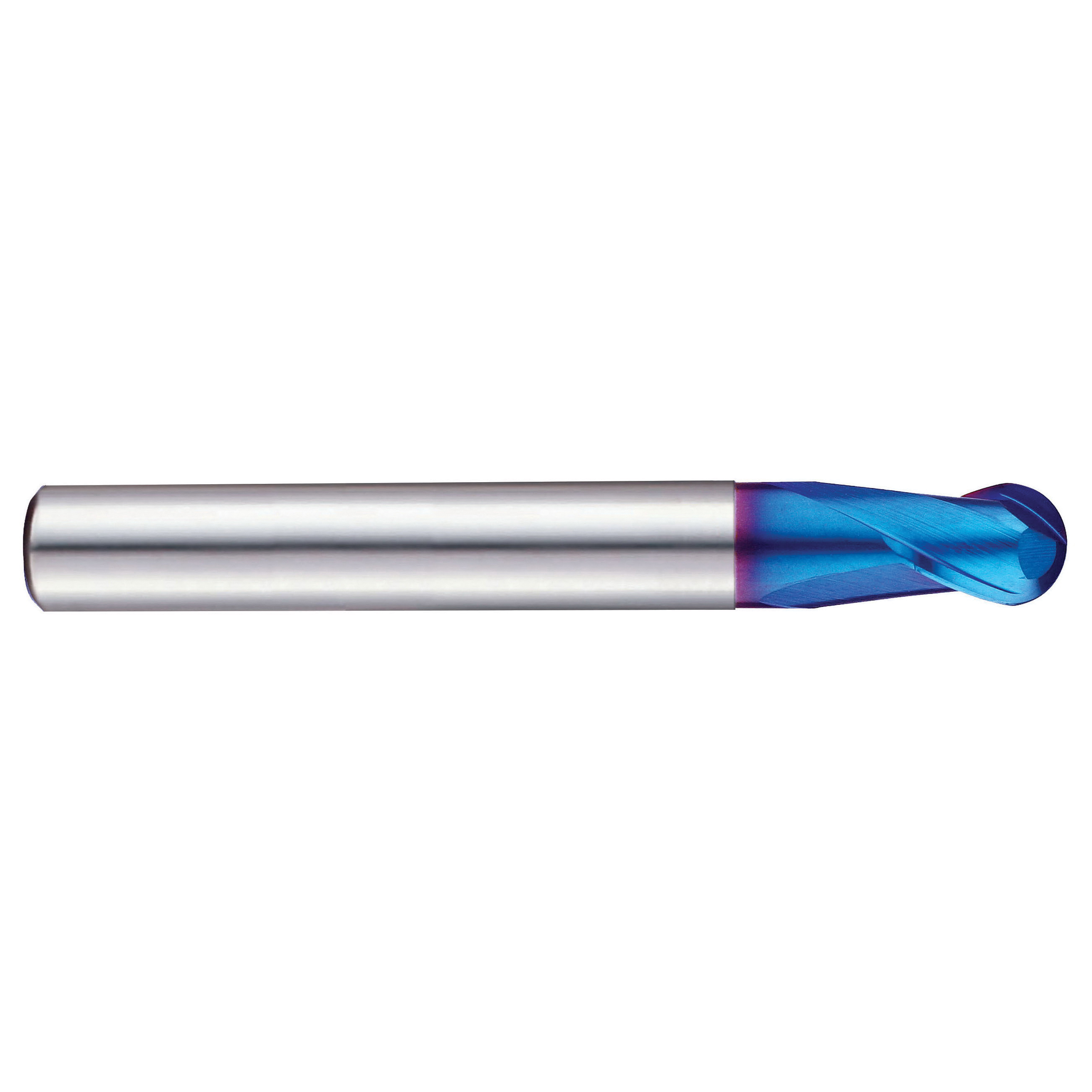 YG-1 G8A28010 G8A28 X5070 Ball Nose Center Cut Metric Short Length End Mill, 1 mm Dia Cutter, 1.5 mm Length of Cut, 2 Flutes, 6 mm Dia Shank, 50 mm OAL, Blue