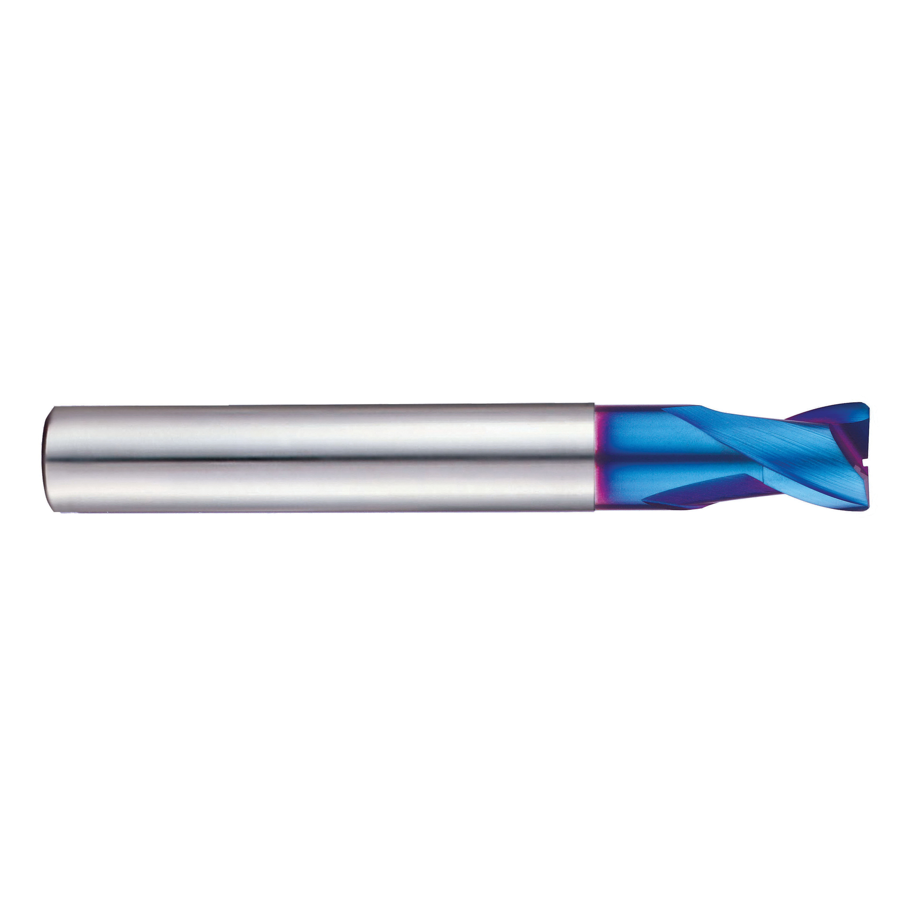 YG-1 G8A36040 G8A36 X5070 Center Cut Metric Stub Length Corner Radius End Mill With Extended Neck, 4 mm Dia Cutter, 0.1 mm Corner Radius, 5 mm Length of Cut, 2 Flutes, 6 mm Dia Shank, 45 mm OAL, Blue