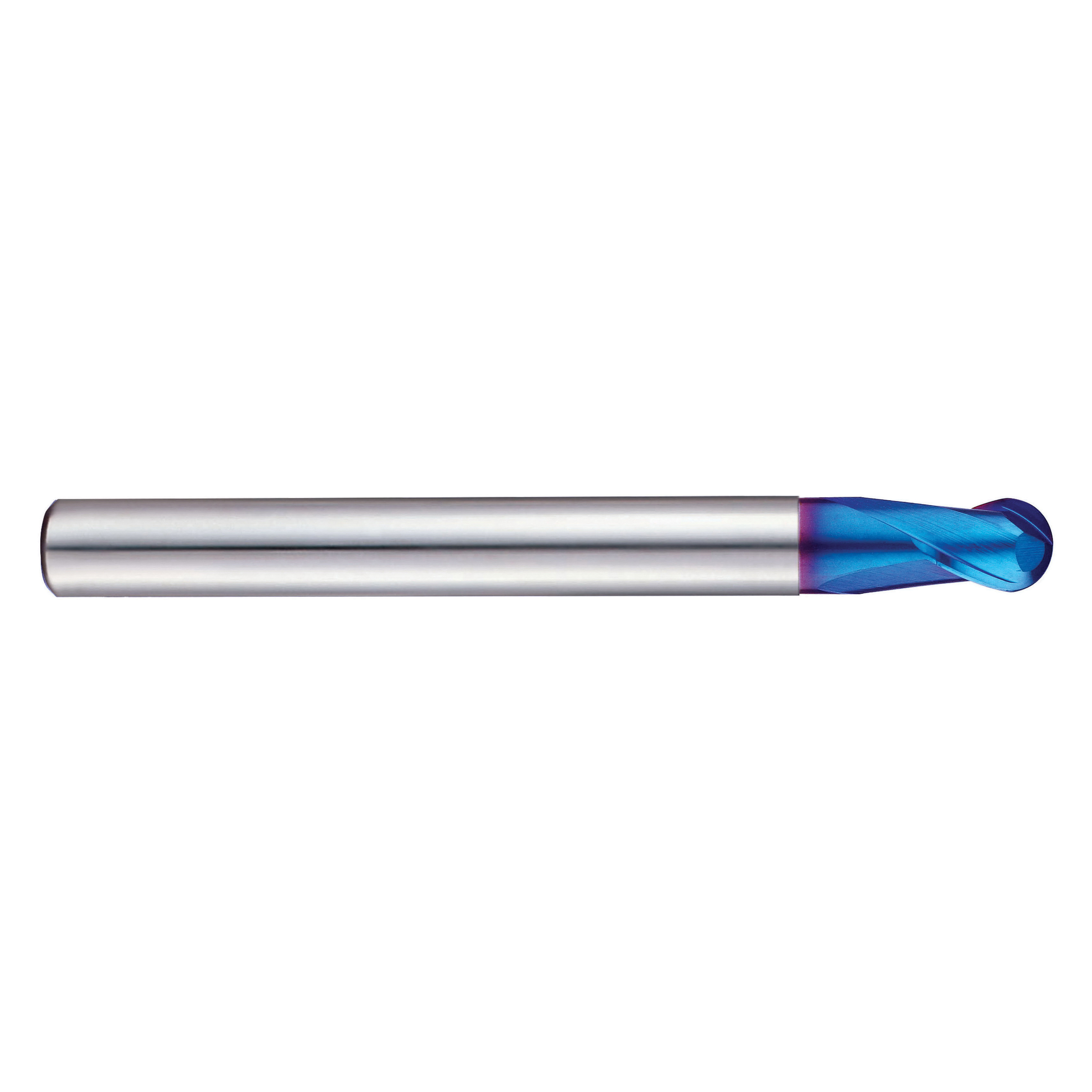 YG-1 G8A38010 G8A38 X5070 Ball Nose Center Cut Metric Stub Length End Mill With Extended Neck, 1 mm Dia Cutter, 1 mm Length of Cut, 2 Flutes, 4 mm Dia Shank, 50 mm OAL, Blue
