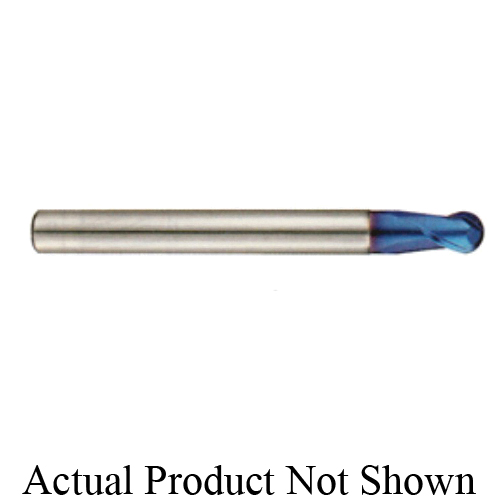 YG-1 G8A43006 G8A43/X5070 Ball Nose Stub Cut Length End Mill With Extended Neck, 3/32 in Dia Cutter, 3/32 in Length of Cut, 2 Flutes, 1/4 in Dia Shank, 2 in OAL, Uncoated
