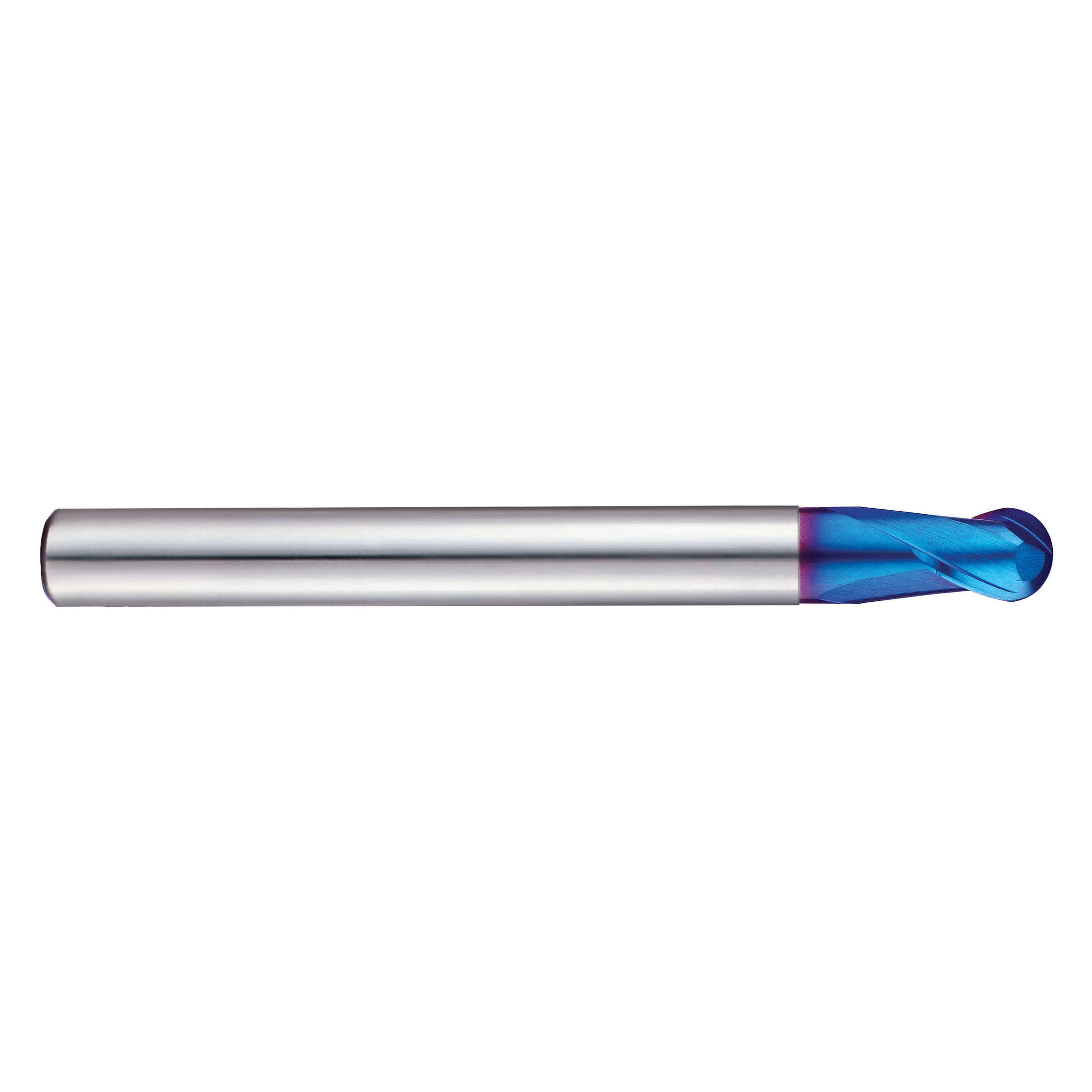 YG-1 G8A43012 G8A43 X5070 Ball Nose Center Cut Imperial Stub Length End Mill With Extended Neck, 3/16 in Dia Cutter, 3/16 in Length of Cut, 2 Flutes, 1/4 in Dia Shank, 3 in OAL, Blue