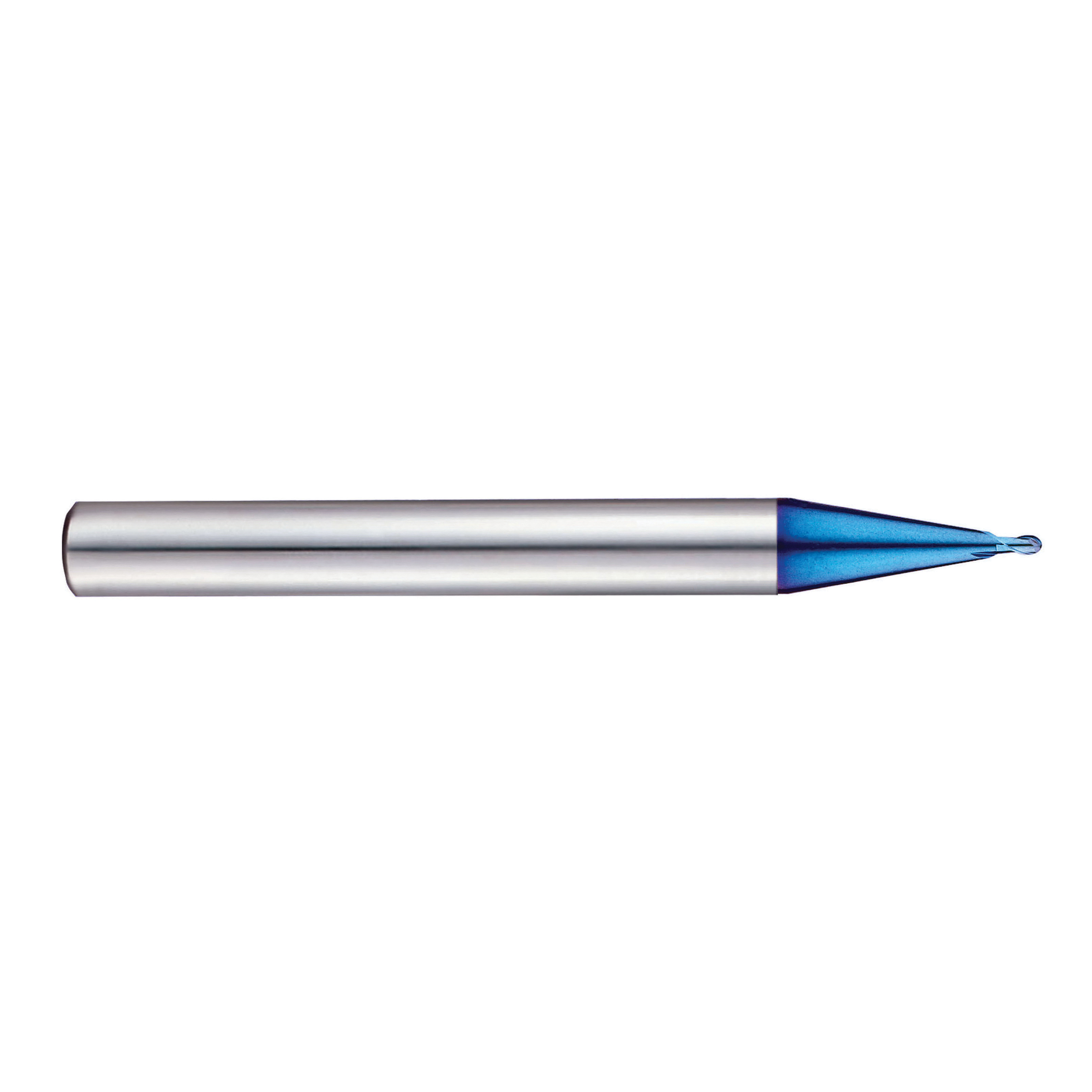 YG-1 G8A53004 G8A53 X5070 Ball Nose Center Cut Miniature Metric End Mill, 0.4 mm Dia Cutter, 0.4 mm Length of Cut, 2 Flutes, 6 mm Dia Shank, 50 mm OAL, Blue