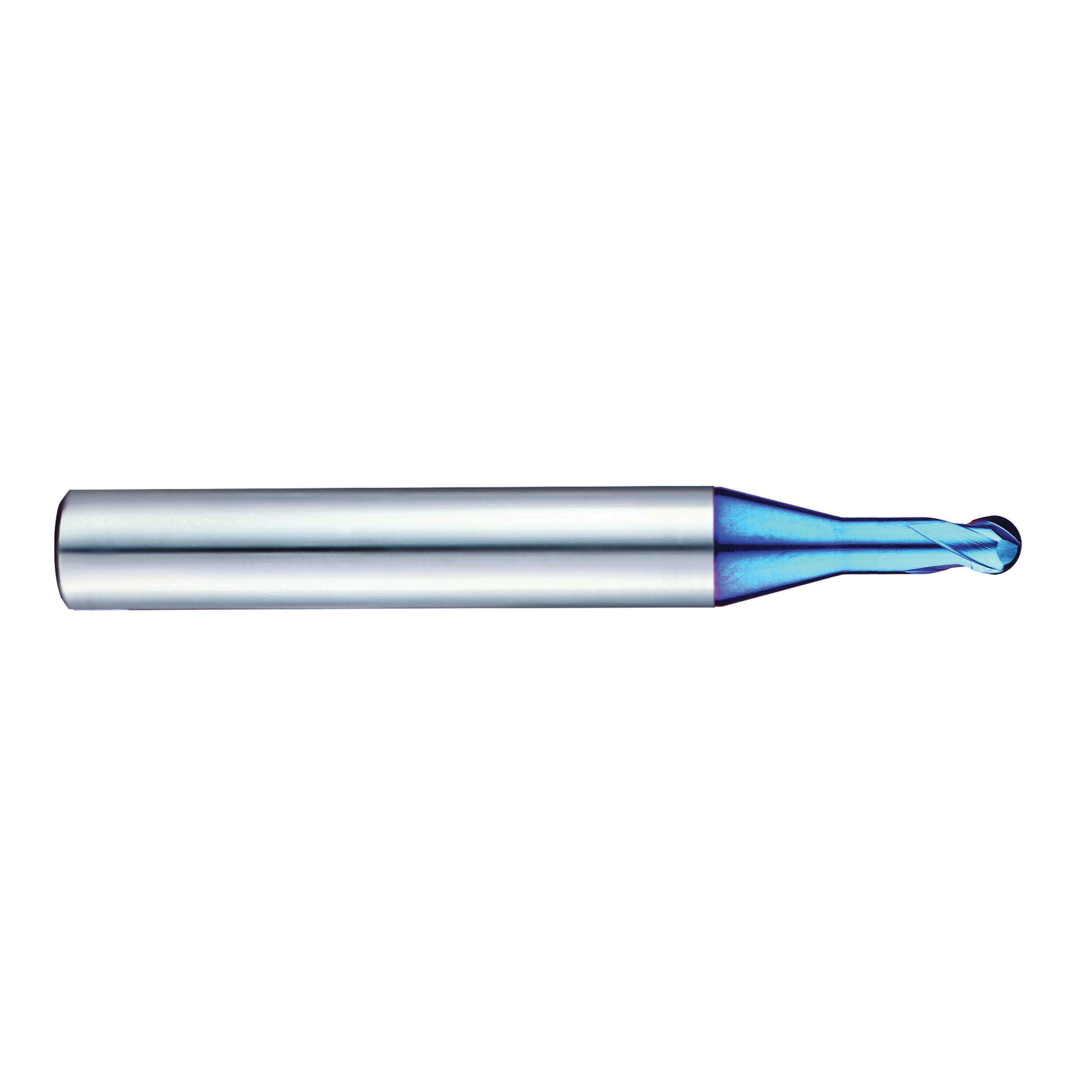 YG-1 G8A54005 G8A54 X5070 Ball Nose Center Cut Metric End Mill, 0.5 mm Dia Cutter, 0.5 mm Length of Cut, 2 Flutes, 6 mm Dia Shank, 50 mm OAL, Blue