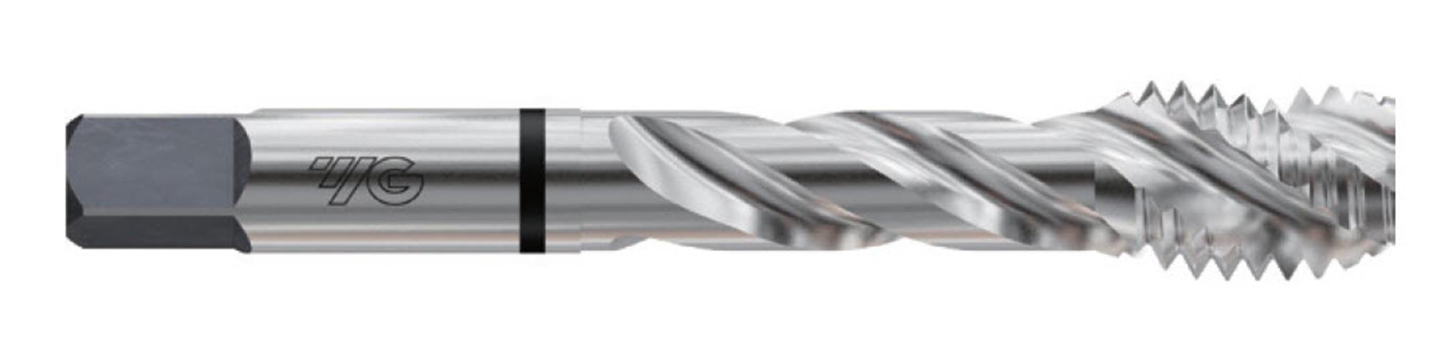 YG-1 T5506 Combo Multi-Purpose Single End Spiral Flute Tap, Right Hand Cutting, M12x1.75 Thread, D6 Thread Limit, Semi-Bottoming Chamfer, Right Hand Flute Direction, 3 Flutes, Bright, HSS-EX